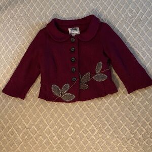 Nick & Mo Deep Red Textured Cropped Jacket